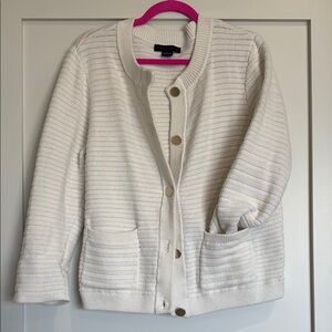White Button-Up Cardigan with Gold Buttons